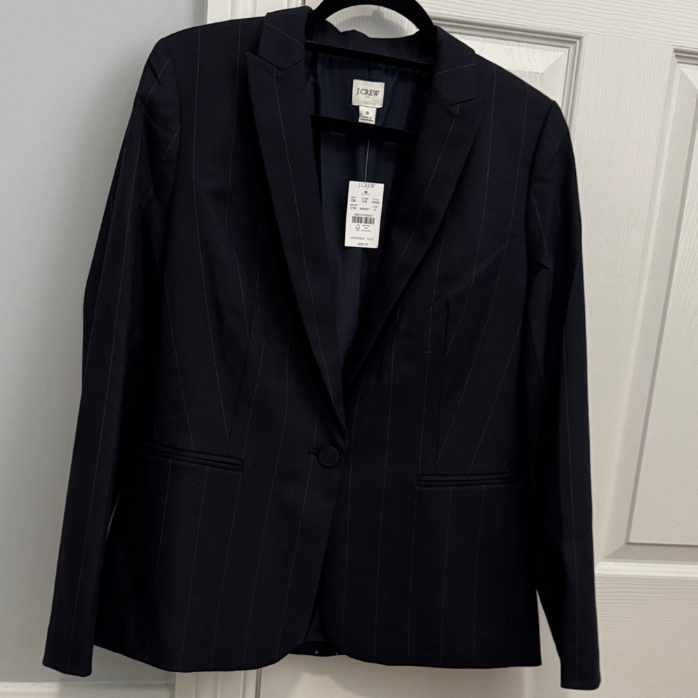 J. Crew Women's Navy Pinstripe Blazer